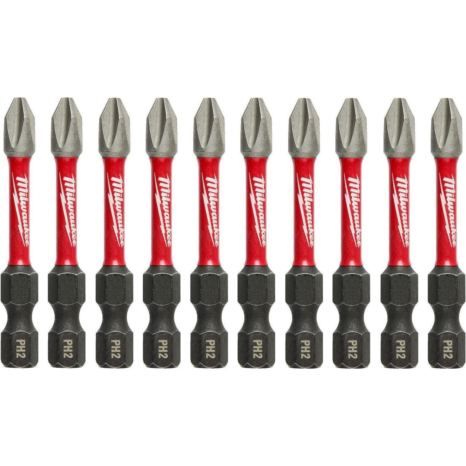 Набор бит Milwaukee Shockwave PH2х50мм, 10шт (4932430855) фото 1