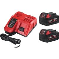 Набор аккумулятора и зарядного устройства Milwaukee 18В 2х5Ач Redlithium M18, ЗУ M12-18FC (4933471980)