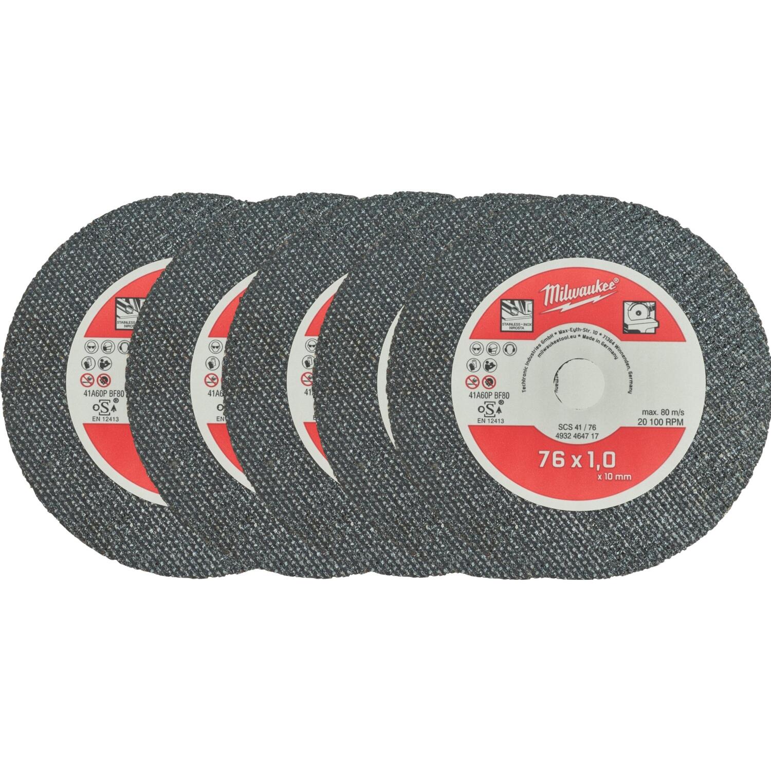 Набор дисков отрезных Milwaukee по металлу , 76х1х10мм, 5 шт (4932464717) фото 