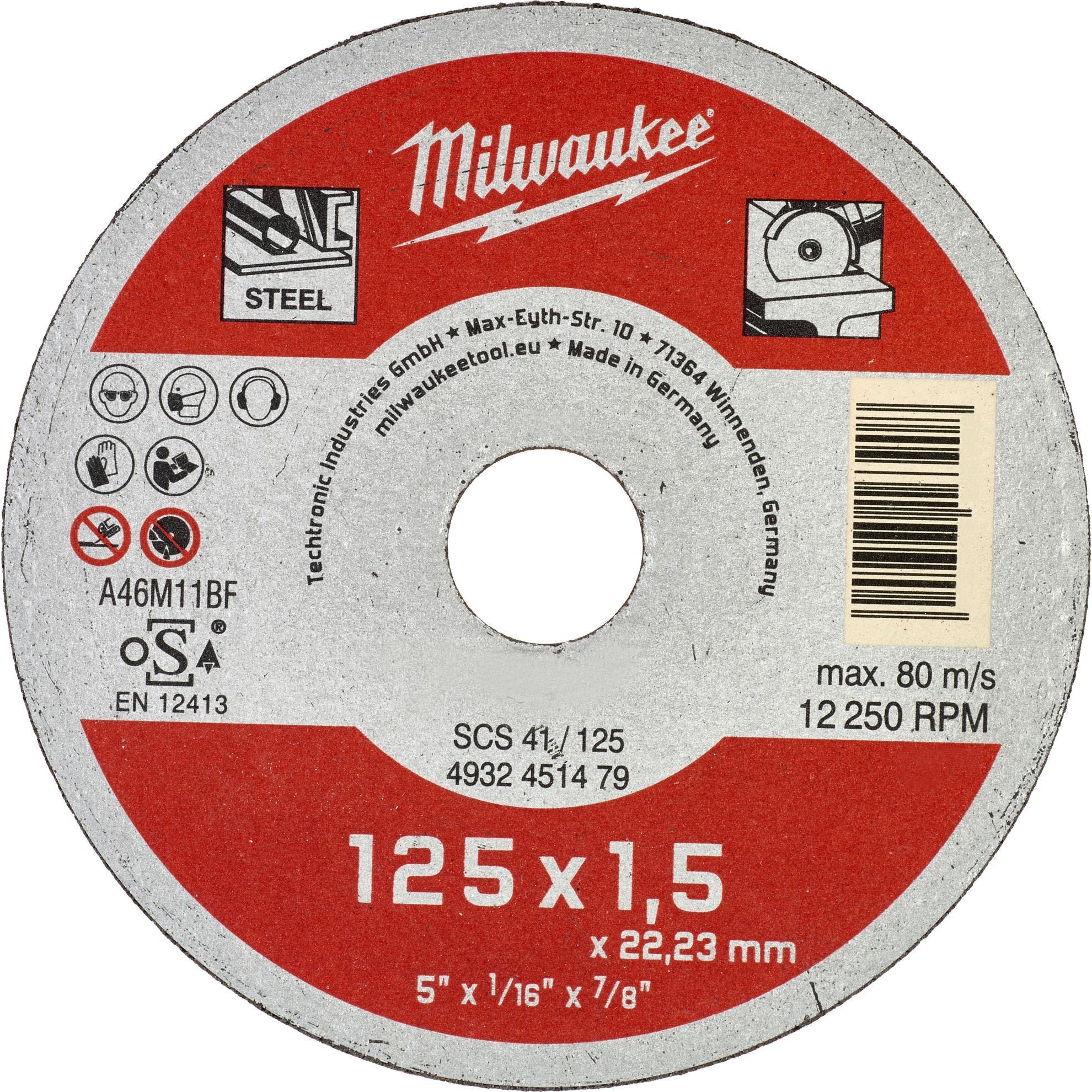 Диск відрізний Milwaukee по металу, 125х1.5х22.2мм (4932451479)фото1