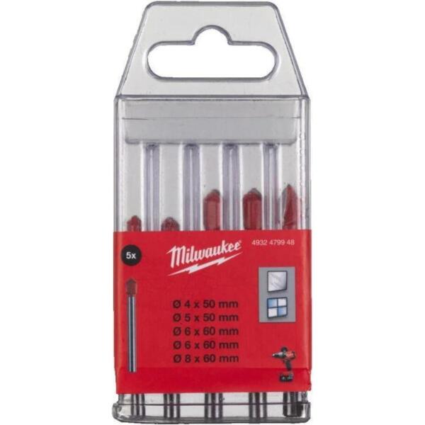 Набор сверл по стеклу и кафелю Milwaukee GENII, 4-8мм, 5шт (4932479948)