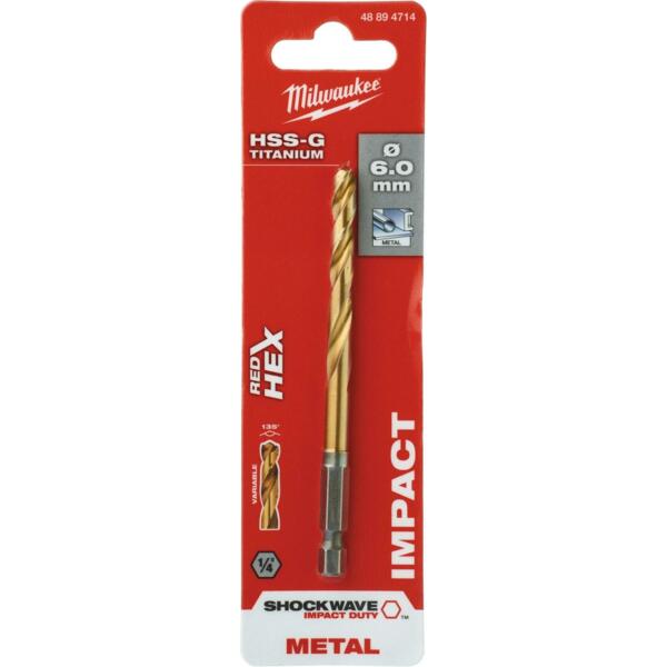 Сверло по металлу Milwaukee RedHEX HSS-G TiN, 6х63х105мм (48894714)