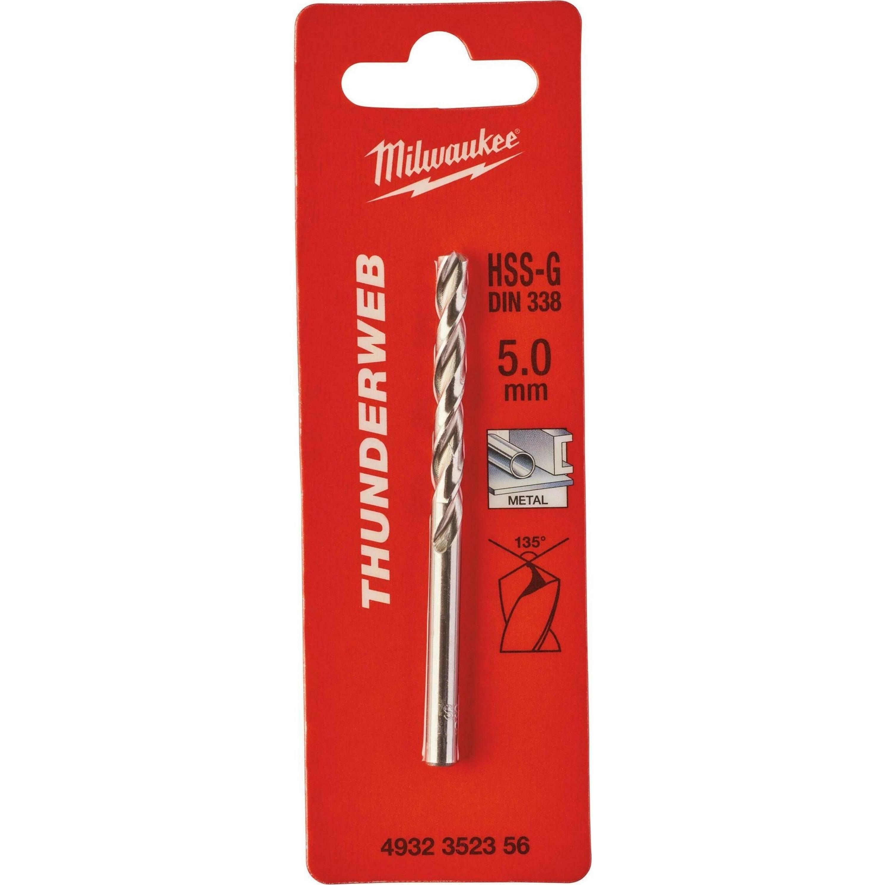 Свердло по металу Milwaukee Thunderweb HSS-G, 5х52х86мм (4932352356)фото1