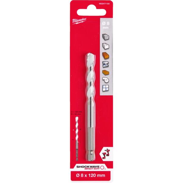 

Сверло универсальное Milwaukee ShW HEX, 8х60х120м (4932471104)