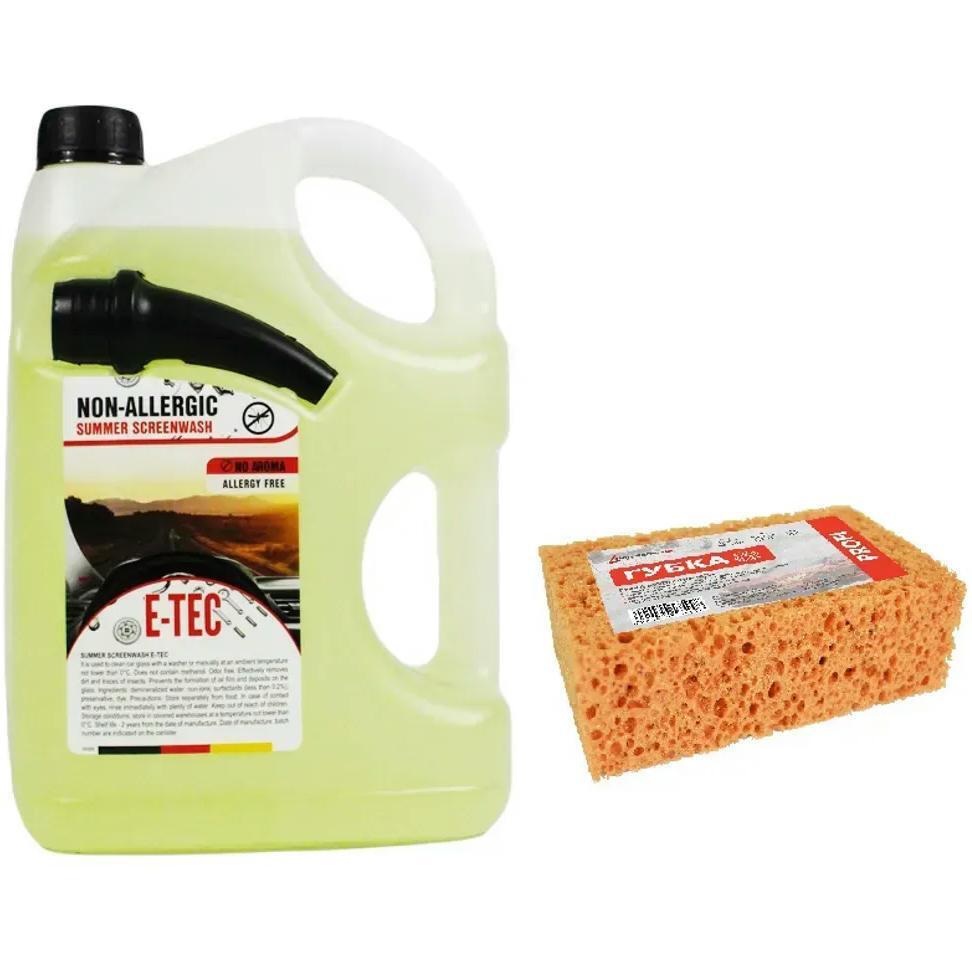 Омивач скла E-TEC літній антимошка 4л з губкою Profi (20-034-4/11-012-IS)фото1