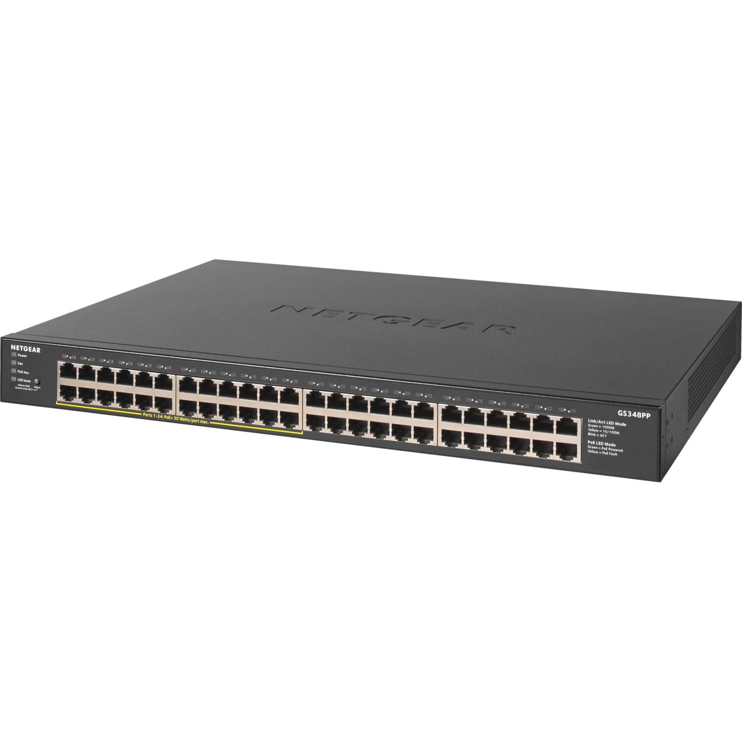 Коммутатор NETGEAR GS348PP 48xGE (24xPoE), 380Вт, Неуправляемый фото 