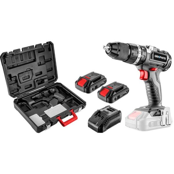 

Шуруповерт-дрель аккумуляторная GRAPHITE Energy+ 18В, 2х2А·час (58G020-SET2)