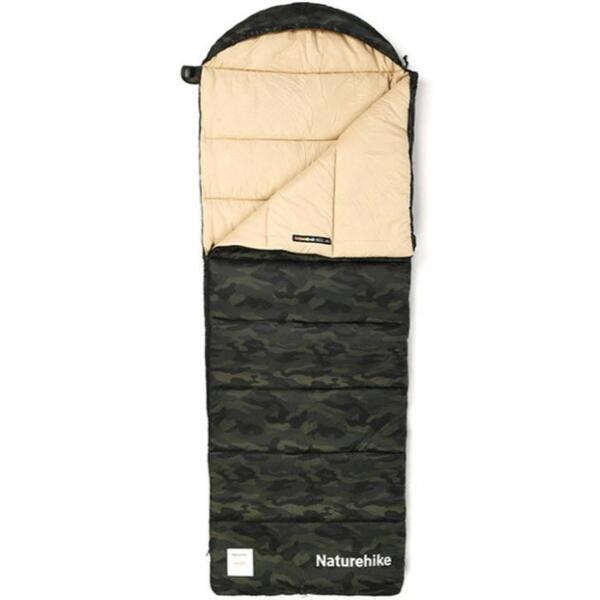 

Спальный мешок с капюшоном Naturehike M320 CNK2350WS023, зеленый камуфляж, левый