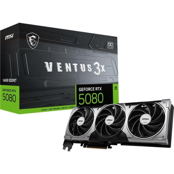 

Видеокарта MSI GeForce RTX 5080 16GB GDDR7 VENTUS 3X OC (912-V531-264)