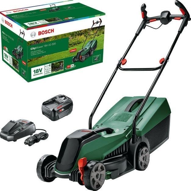 Газонокосилка аккумуляторная Bosch CityMower 18V-32-300 18В АКБ 4Ач (0.600.8B9.A07) фото 1