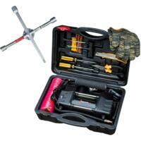 Комплект: автокомпрессор Poputchik 85 л/мин в кейсе с крестообразным ключом (13015-КК)