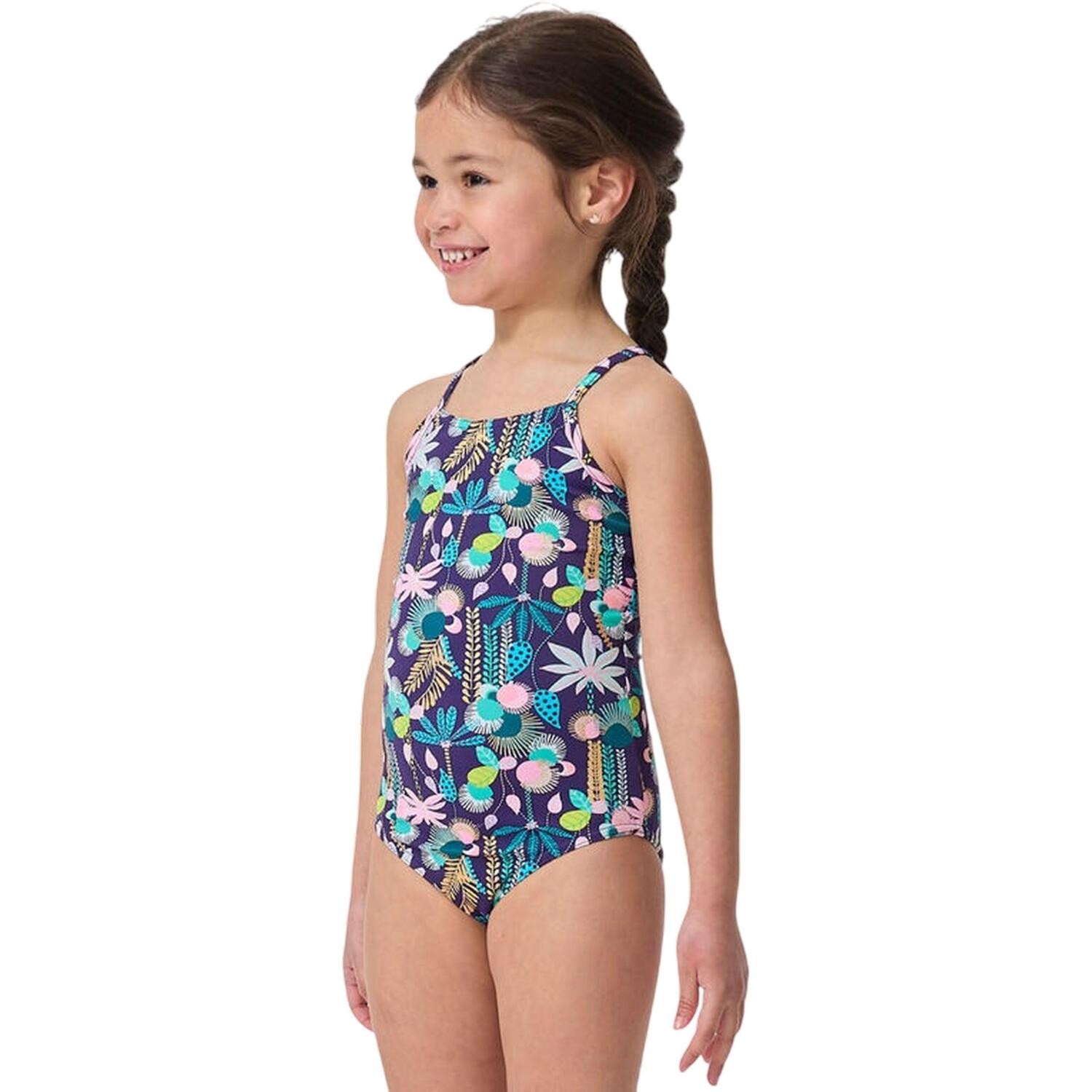 Цельный купальник для девочек Olaian Hanalei June 8587197 5-6 р (113-122 см) принт