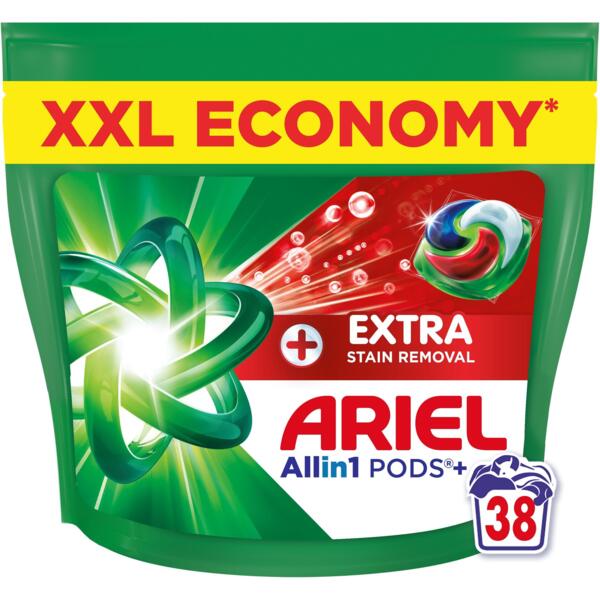 Капсулы для стирки Ariel Pods All-in-1 Extra Stain Removal 38 шт для белых и светлых вещей, экстрасила пятновыводителя