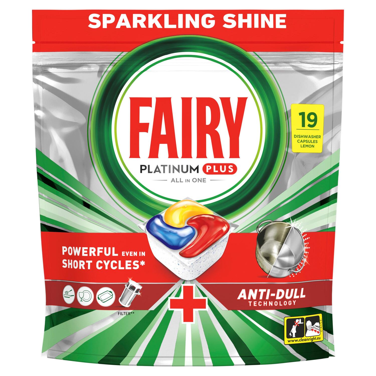Капсулы для посудомоечной машины Fairy Platinum Plus все в одном лимон 19шт фото