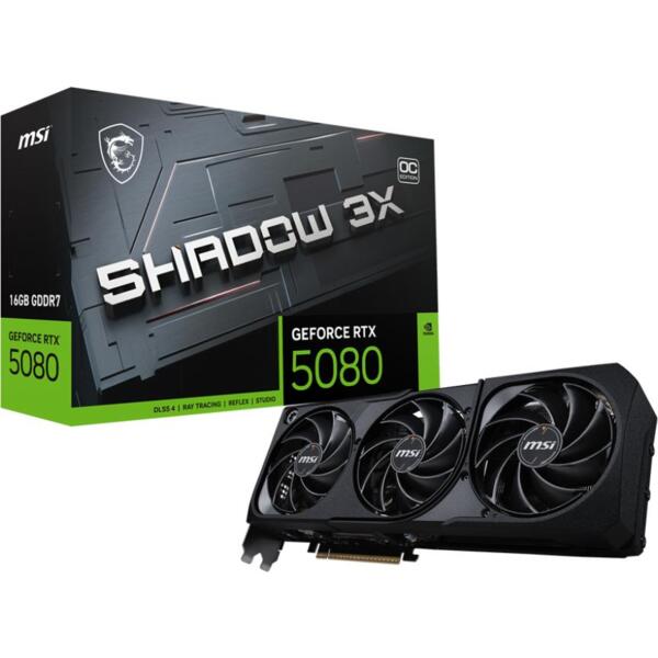 

Видеокарта MSI GeForce RTX 5080 16GB GDDR7 SHADOW 3X OC (912-V531-003)