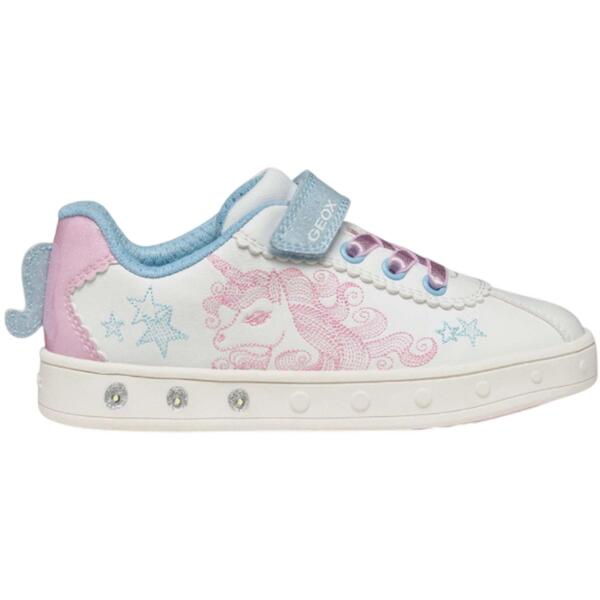Кеды низкие для девочек Geox Skylin J558WA-0BCKC-C0406 33 белые/розовые фото 