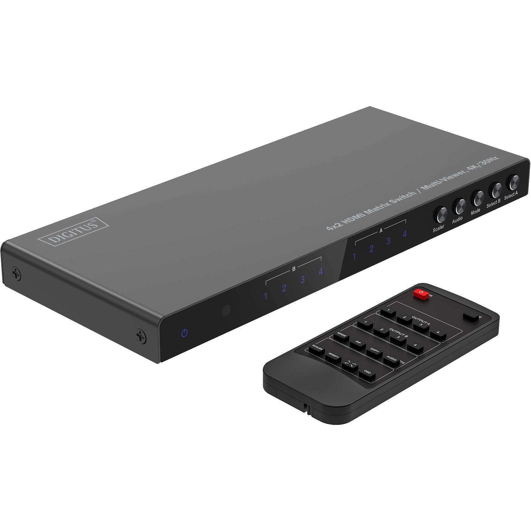 Переключатель DIGITUS 4x2 HDMI Matrix Switch / Multi-Viewer, 4K/30Hz (DS-55345) фото 1