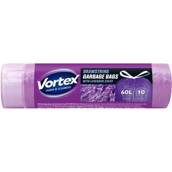 

Пакеты для мусора Vortex HDРЭ 60х70 с затяжками 60л/10шт фиолетовые (4823071662610)