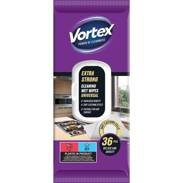 

Салфетки влажные для уборки Vortex универсальные Extra Strong 36 шт