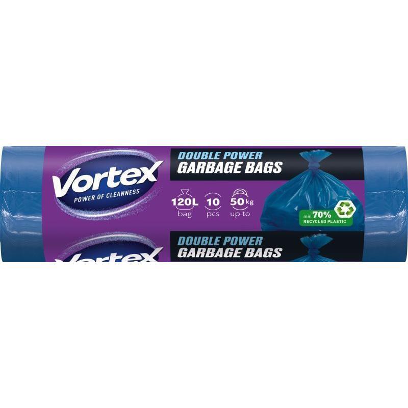 Пакеты для мусора Vortex MAX многослойные 120л\10шт синие (4823071623376) фото 1