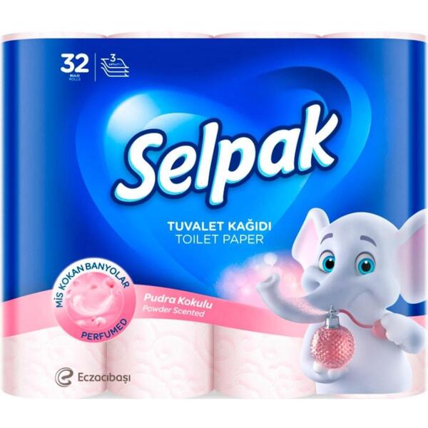 

Туалетная бумага Selpak Perfumed 3-х слойная целлюлозная с ароматом пудры 18,6м 32шт (8690530324824)