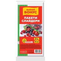 Пакеты-слайдеры Файный Бонус для хранения и заморозки 3л/10шт (4823071664997)