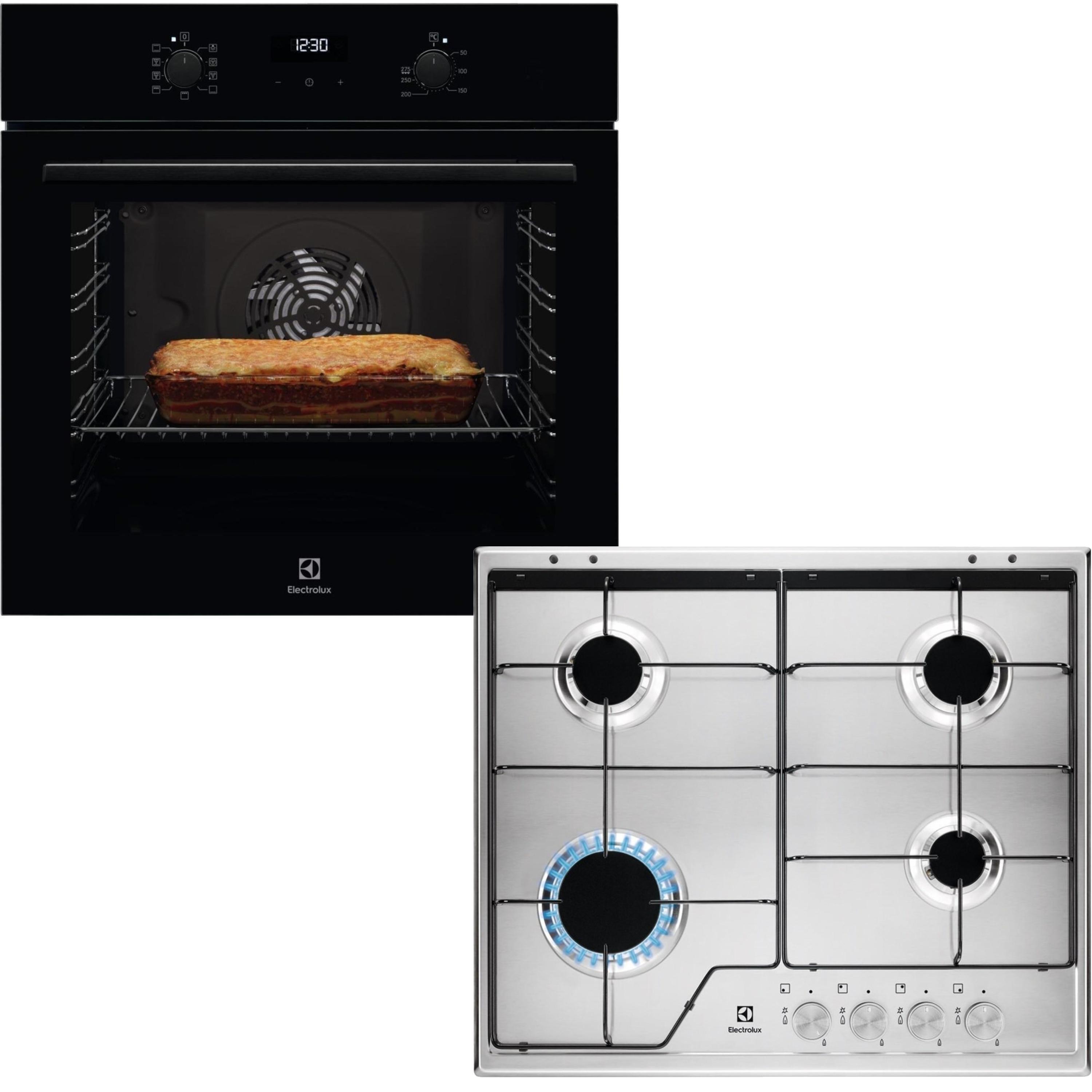 Комплект варильної поверхні газова Electrolux KGS6424SX + духова шафа Electrolux EOF3H50BKфото1