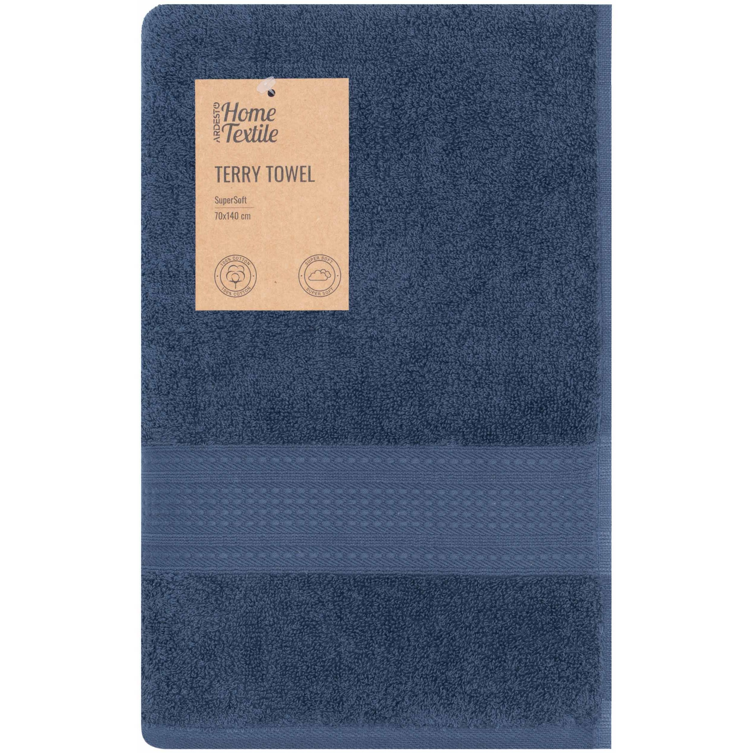 Рушник махровий ARDESTO SuperSoft 70х140см, синій (ART2270DBP)фото1