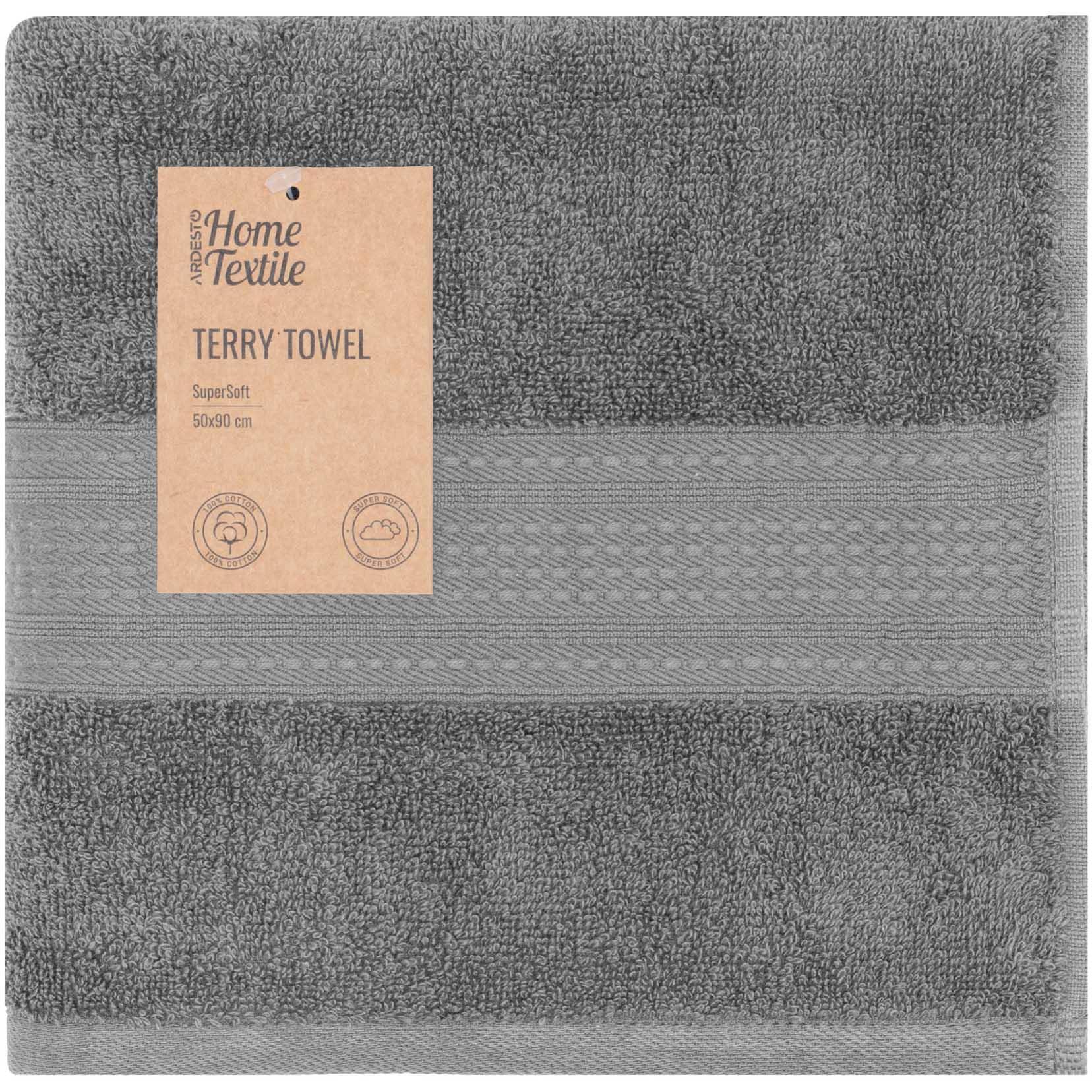 Рушник махровий ARDESTO SuperSoft 50х90см, сірий (ART2250SLP)фото1