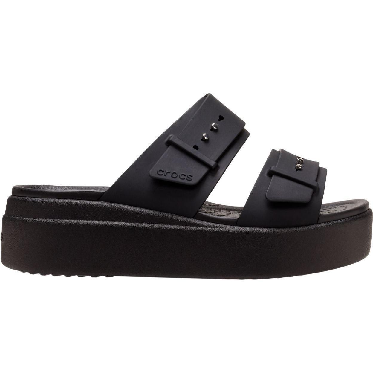 Шлёпанцы женские Crocs Brooklyn Buckle Low Wedge 207431-001 37-38 (W7 US) черные фото 1
