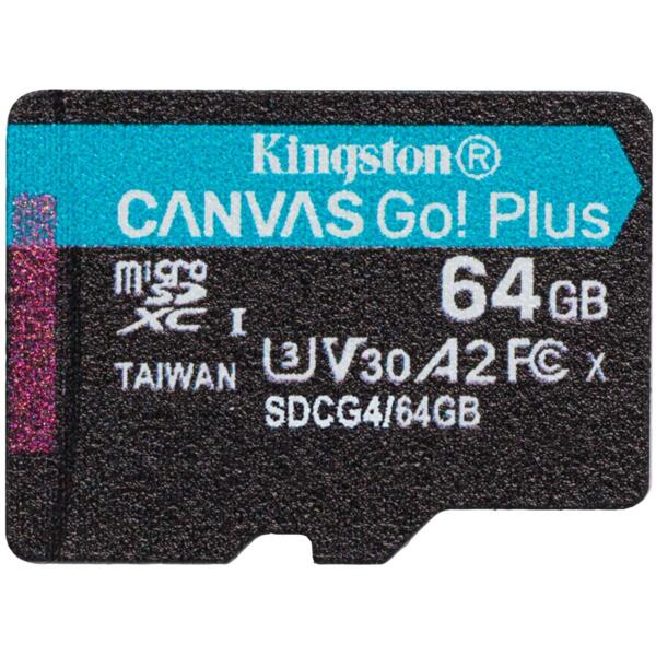 Карта памяти Kingston microSD 64GB C10 UHS-I U3 A2 V30 R200MB/s (SDCG4/64GBSP)