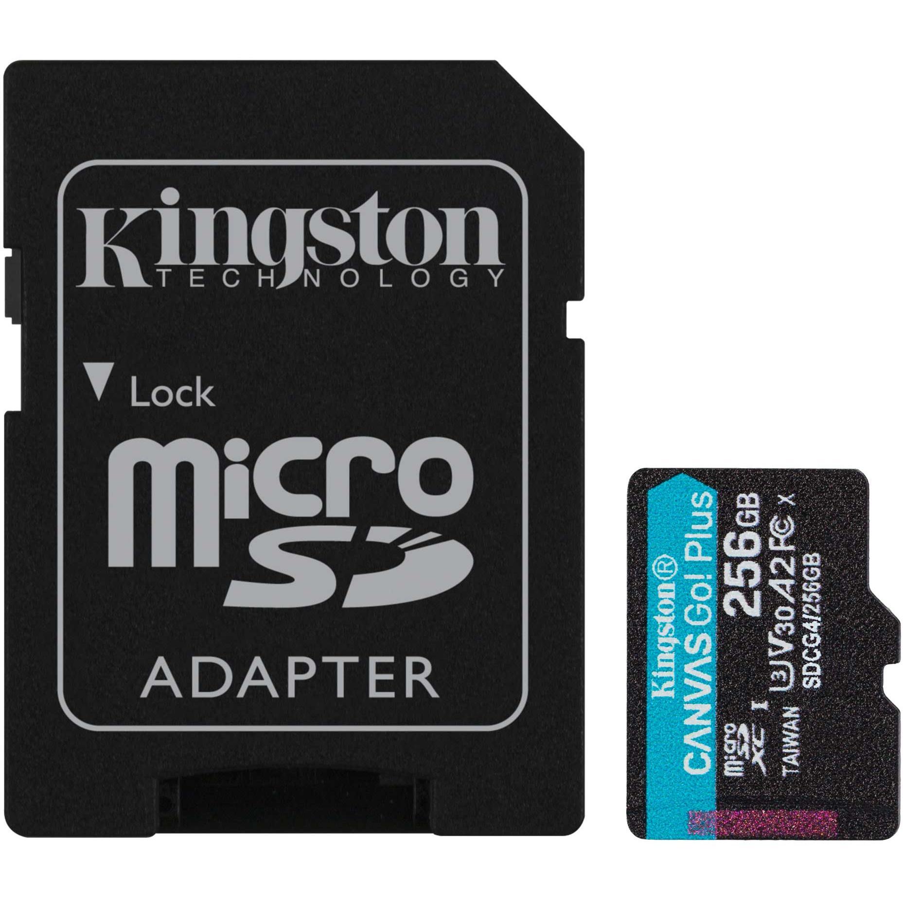 Карта памяти Kingston microSD 256GB C10 UHS-I U3 A2 V30 R200/W160MB/s + SD-адаптер (SDCG4/256GB) фото 1