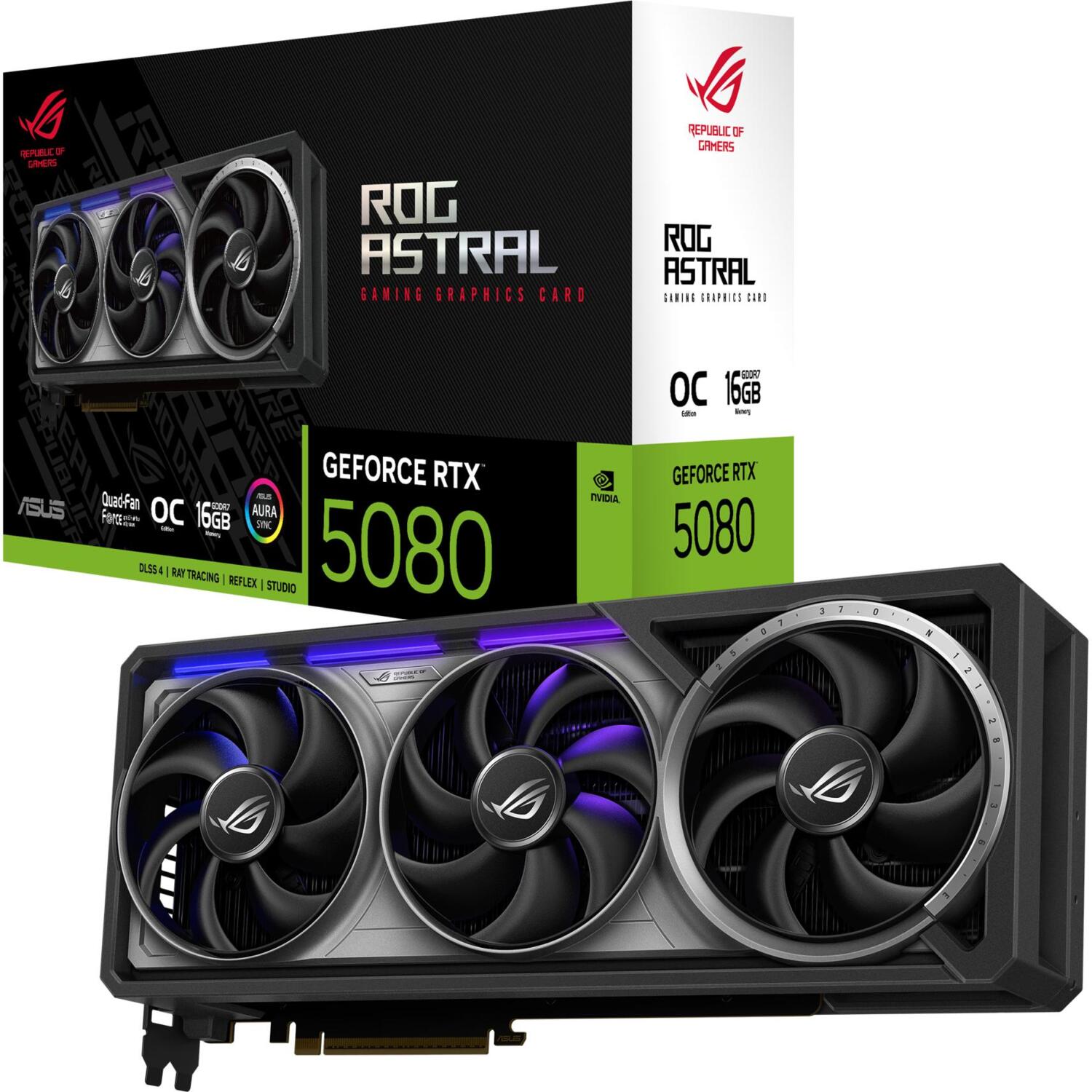 Видеокарта ASUS GeForce RTX 5080 16GB GDDR7 OC ROG-ASTRAL (90YV0LV0-M0NA00) фото 
