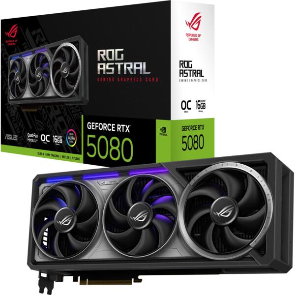 

Видеокарта ASUS GeForce RTX 5080 16GB GDDR7 OC ROG-ASTRAL (90YV0LV0-M0NA00)