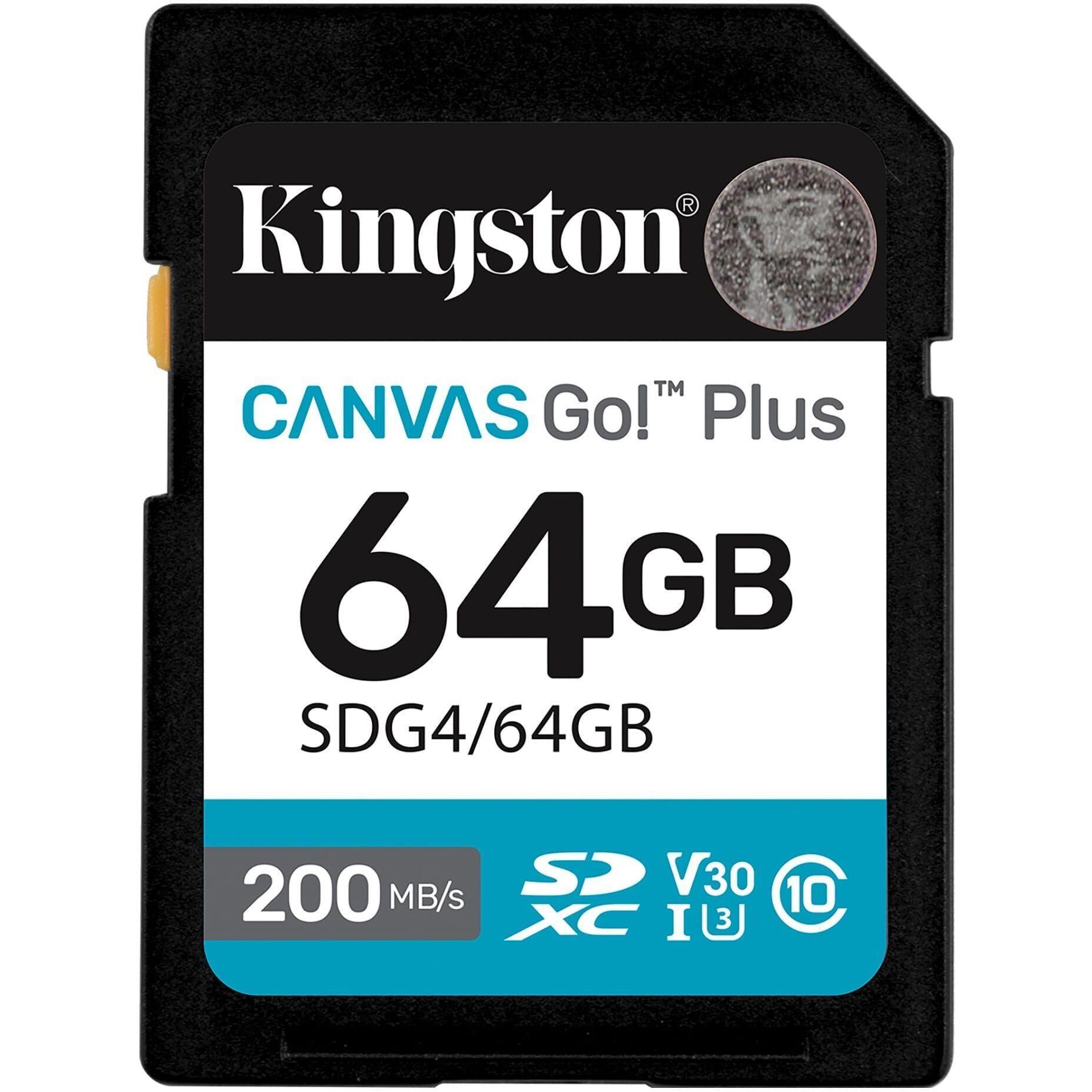 Карта пам'яті Kingston SD 64GB C10 UHS-I U3 V30 R200MB/s (SDG4/64GB)фото1