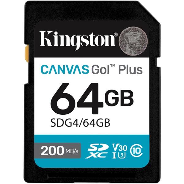 

Карта памяти Kingston SD 64GB C10 UHS-I U3 V30 R200MB/s (SDG4/64GB)