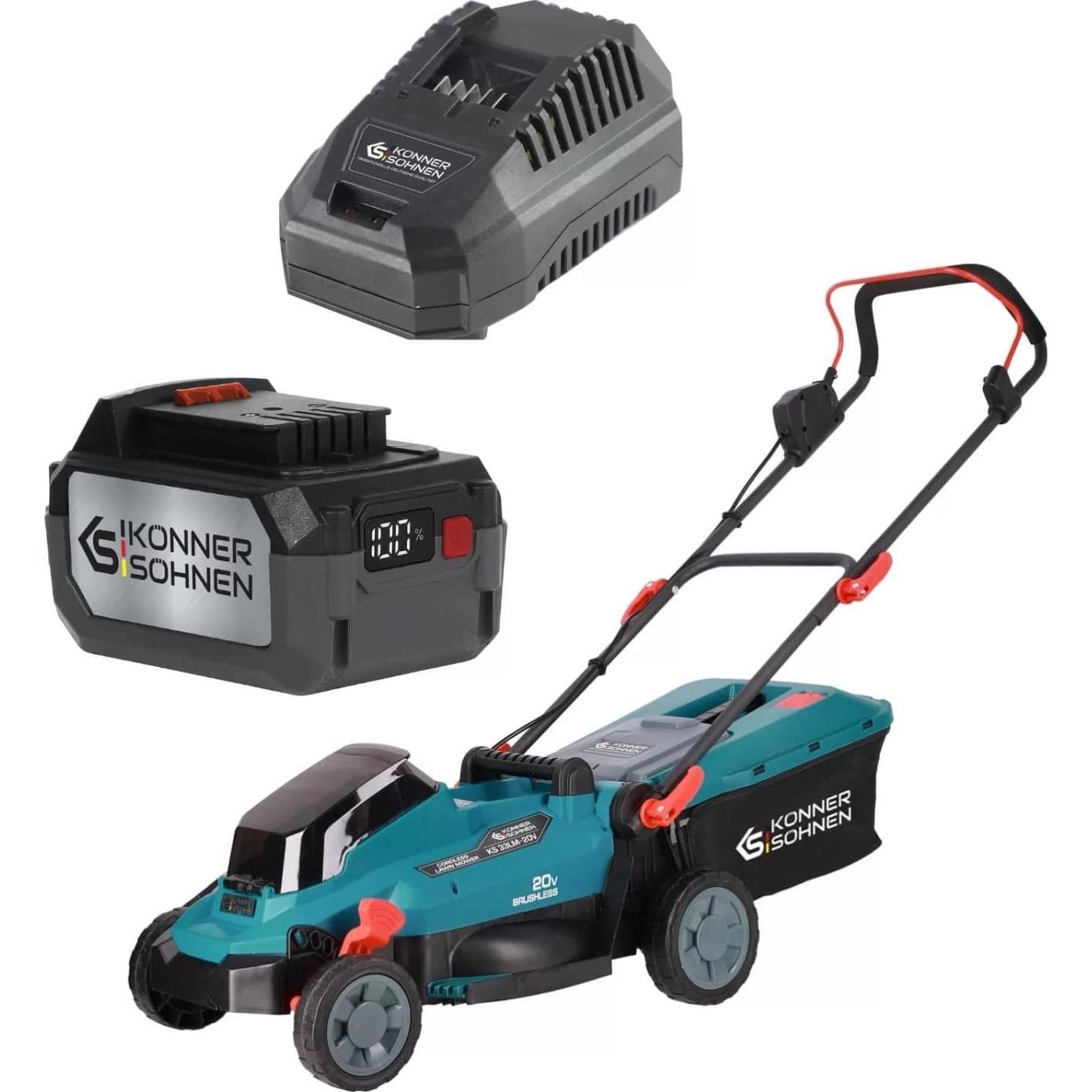Газонокосарка акумуляторна Konner&Sohnen KS 33LM-20V 20В, АКБ 1х4Аг (KS33LM-20VSET)фото1