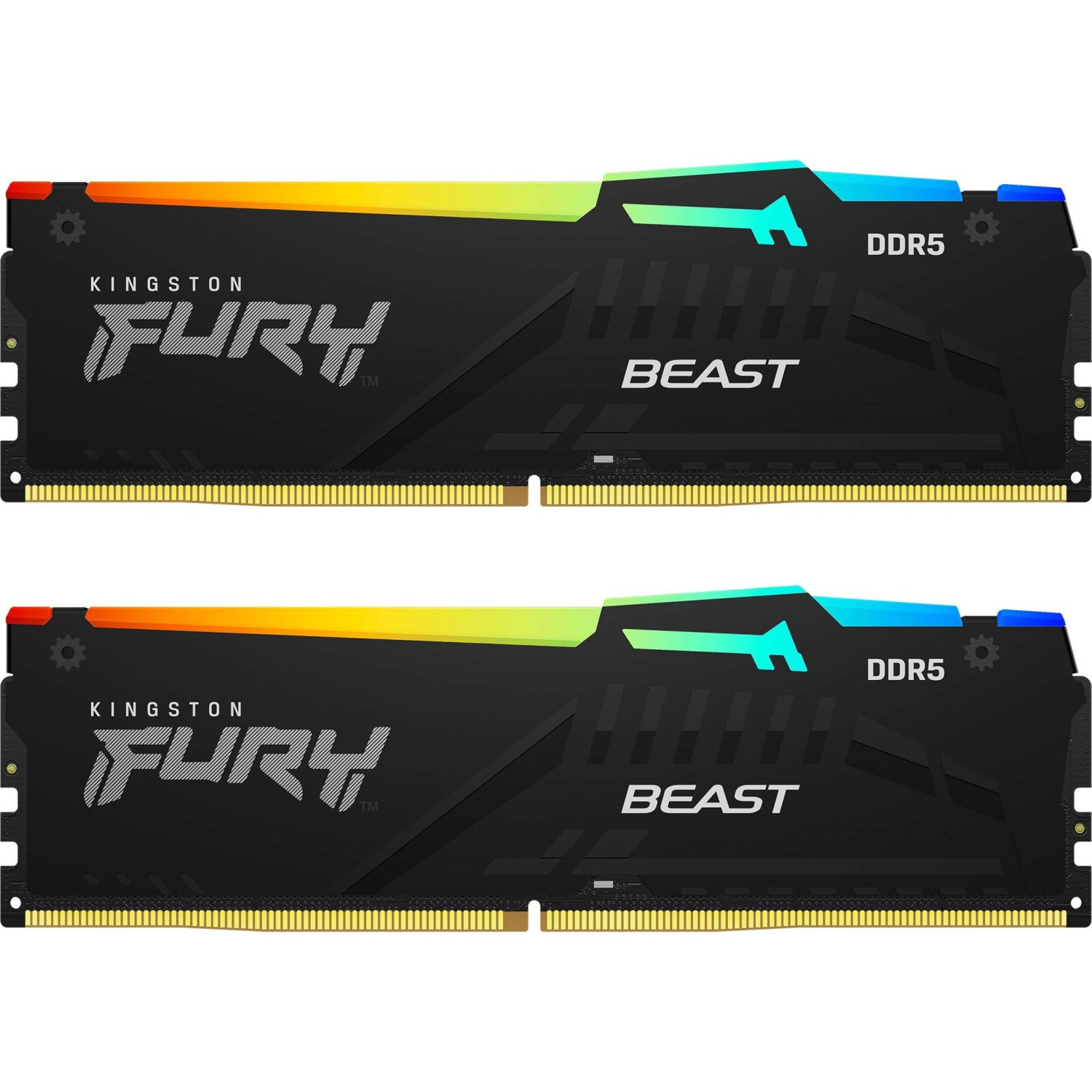 Память ПК Kingston DDR5 16GB KIT (8GBx2) 5200 FURY Beast RGB (KF552C40BBAK2-16) фото 1