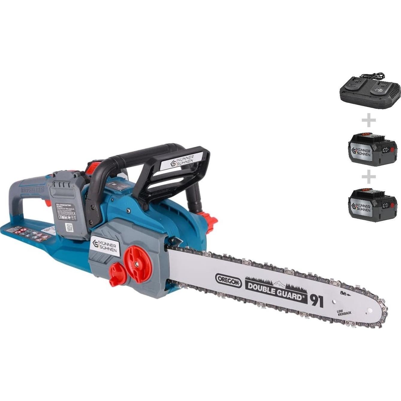 Пила ланцюгова акумуляторна Konner&Sohnen KS CS40V-14 40В(20+20В), АКБ 2х4Аг (KSCS40V-14SET)фото1