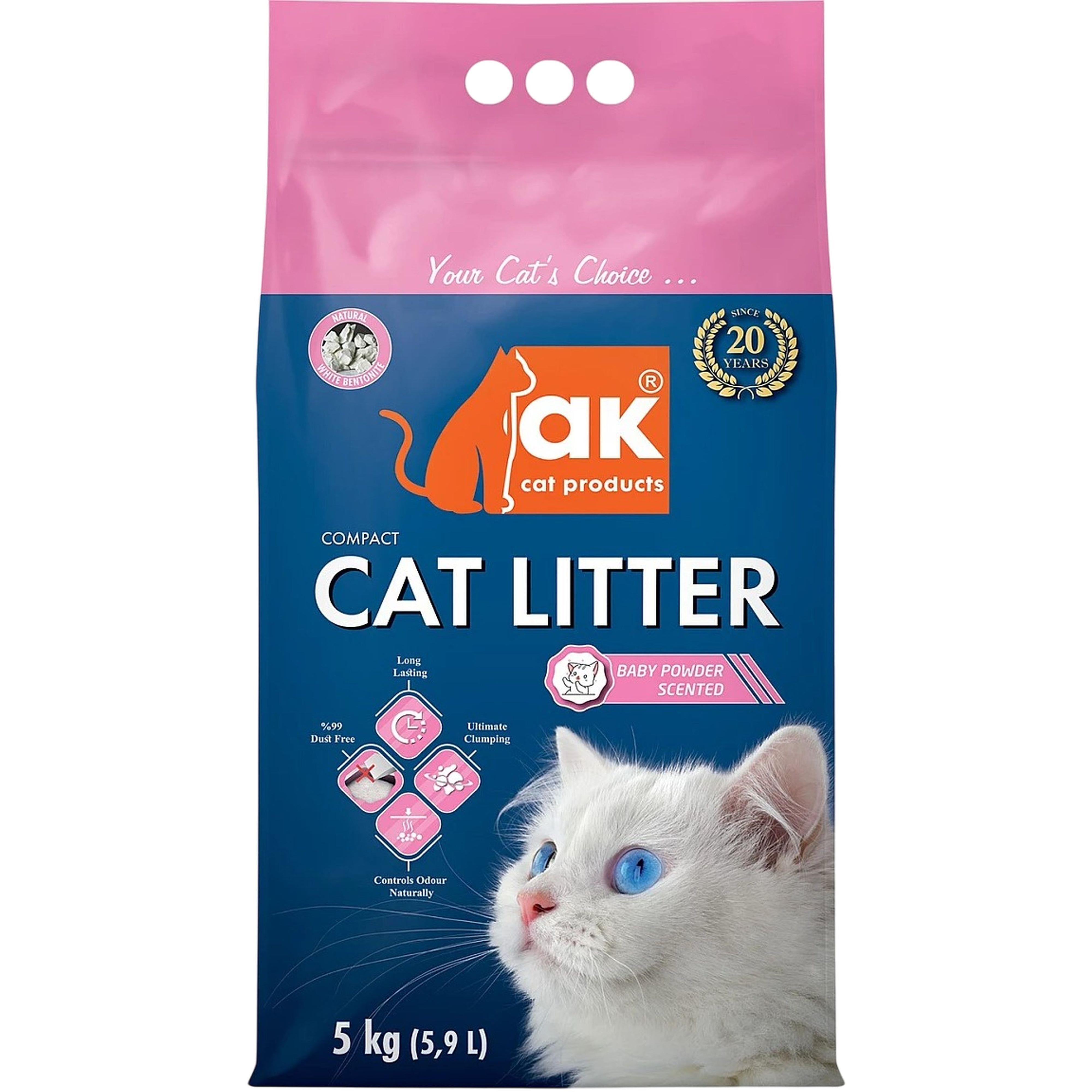 Наповнювач для котячого туалету Akcat Compact Cat Litter бентонітовий дитяча присипка 5кг/5,9лфото1