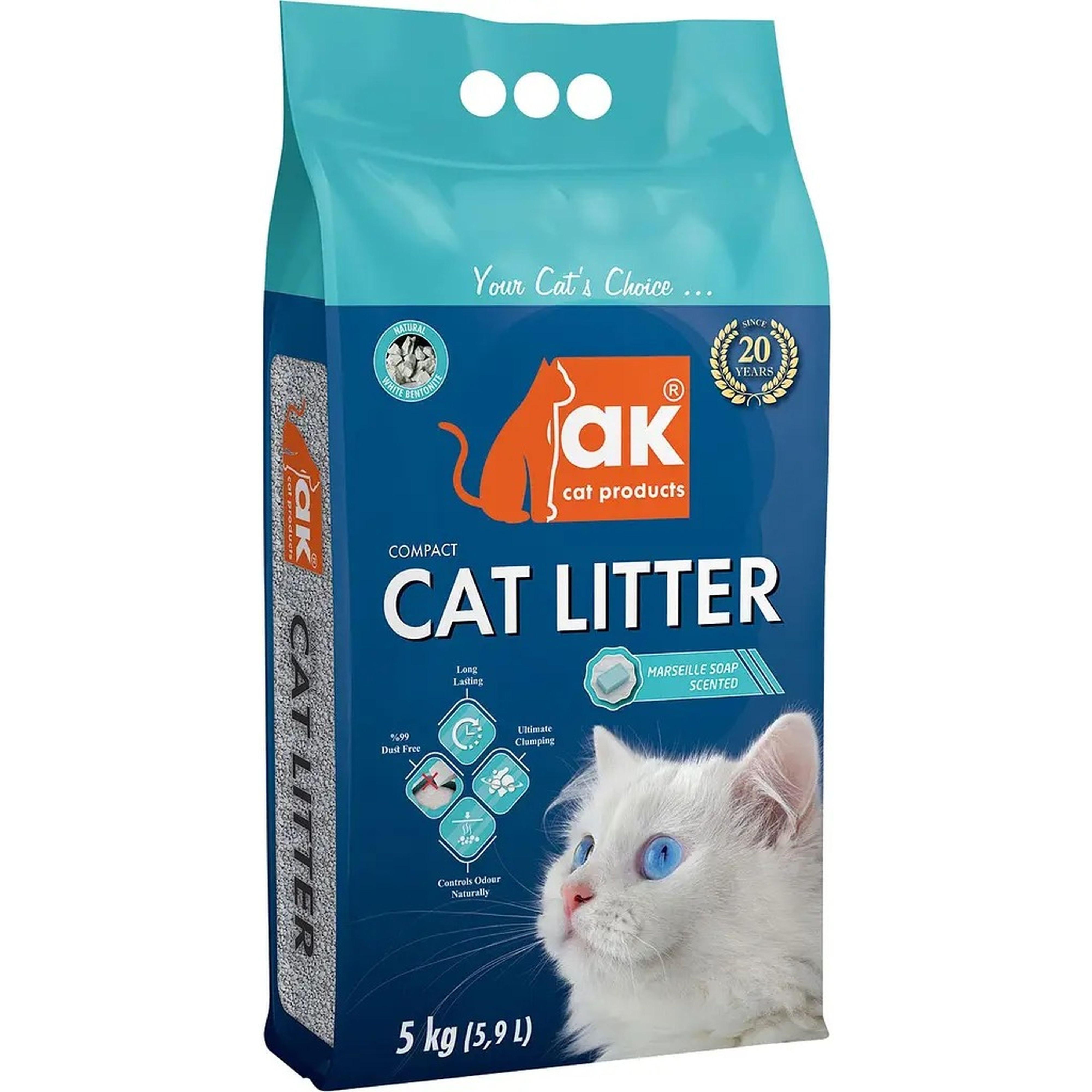 Наповнювач для котячого туалету Akcat Compact Cat Litter бентонітовий марсельке мило 5кг/5,9лфото1