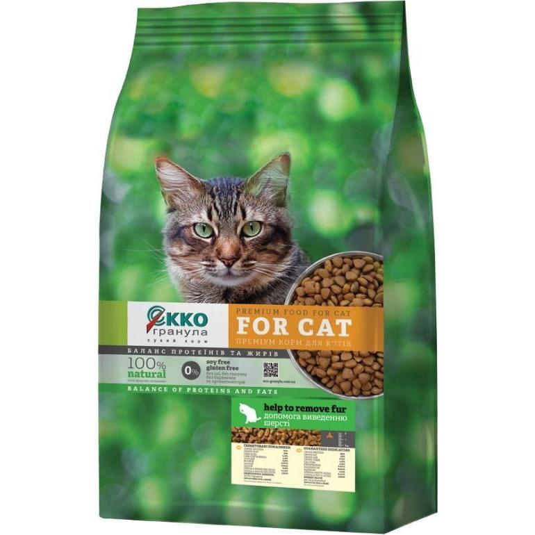 Сухой корм для котов Экко-Гранула для выведения шерсти 10кг фото 1
