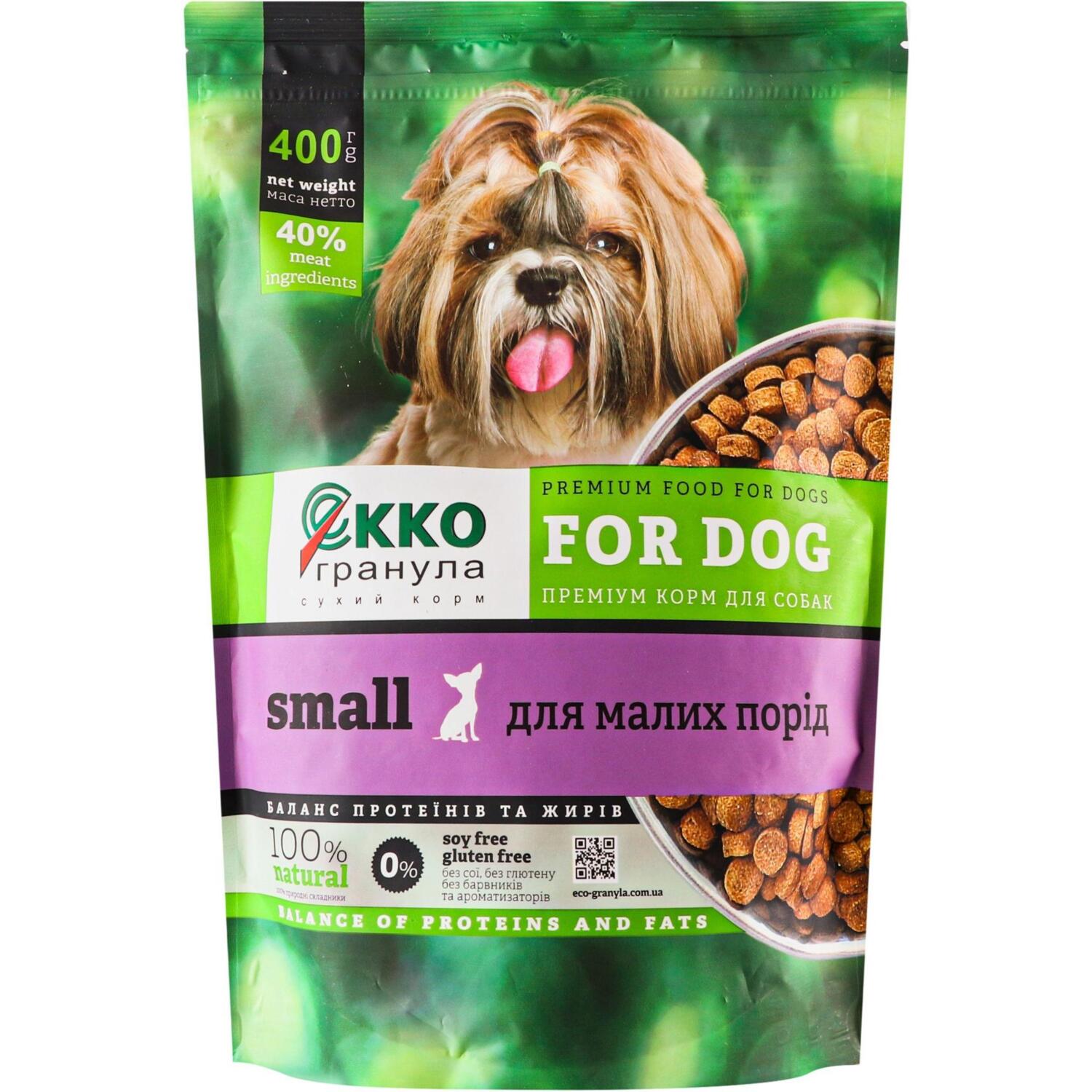 Сухой корм для взрослых собак малых пород Экко-Гранула 0,4 кг фото 