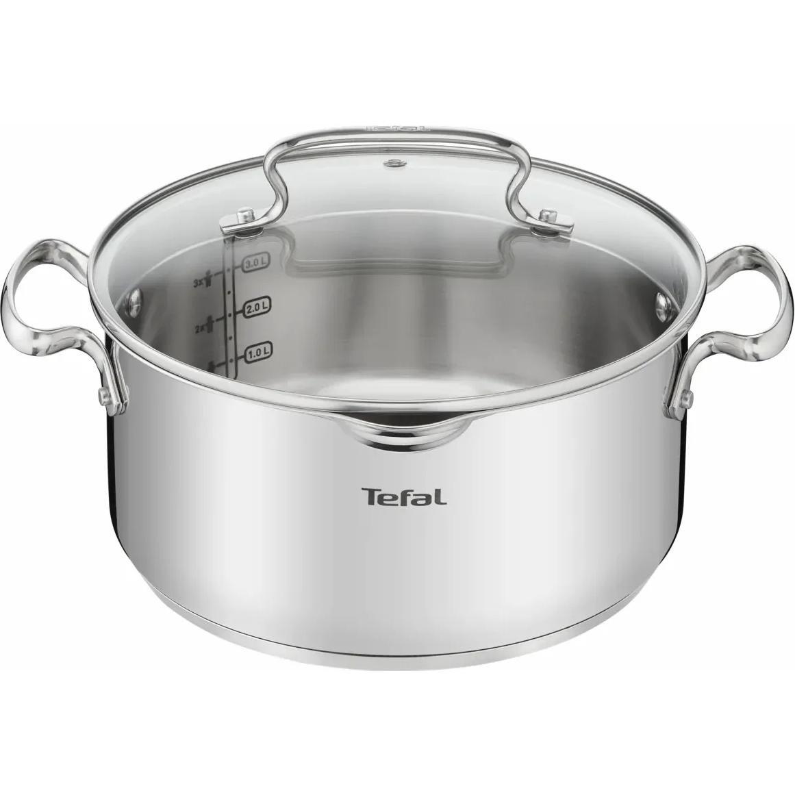 Каструля Tefal DUETTO+, 5л, з кришкою, нержавюча сталь, скло (G7194656)фото