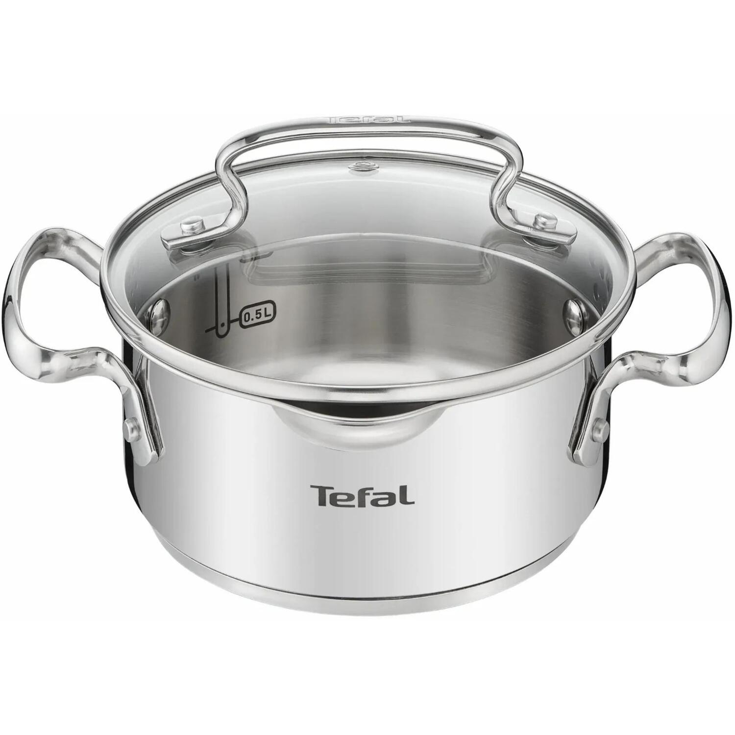 Кастрюля Tefal DUETTO+, 1.5л, с крышкой, нержавеющая сталь, стекло (G7194236) фото 