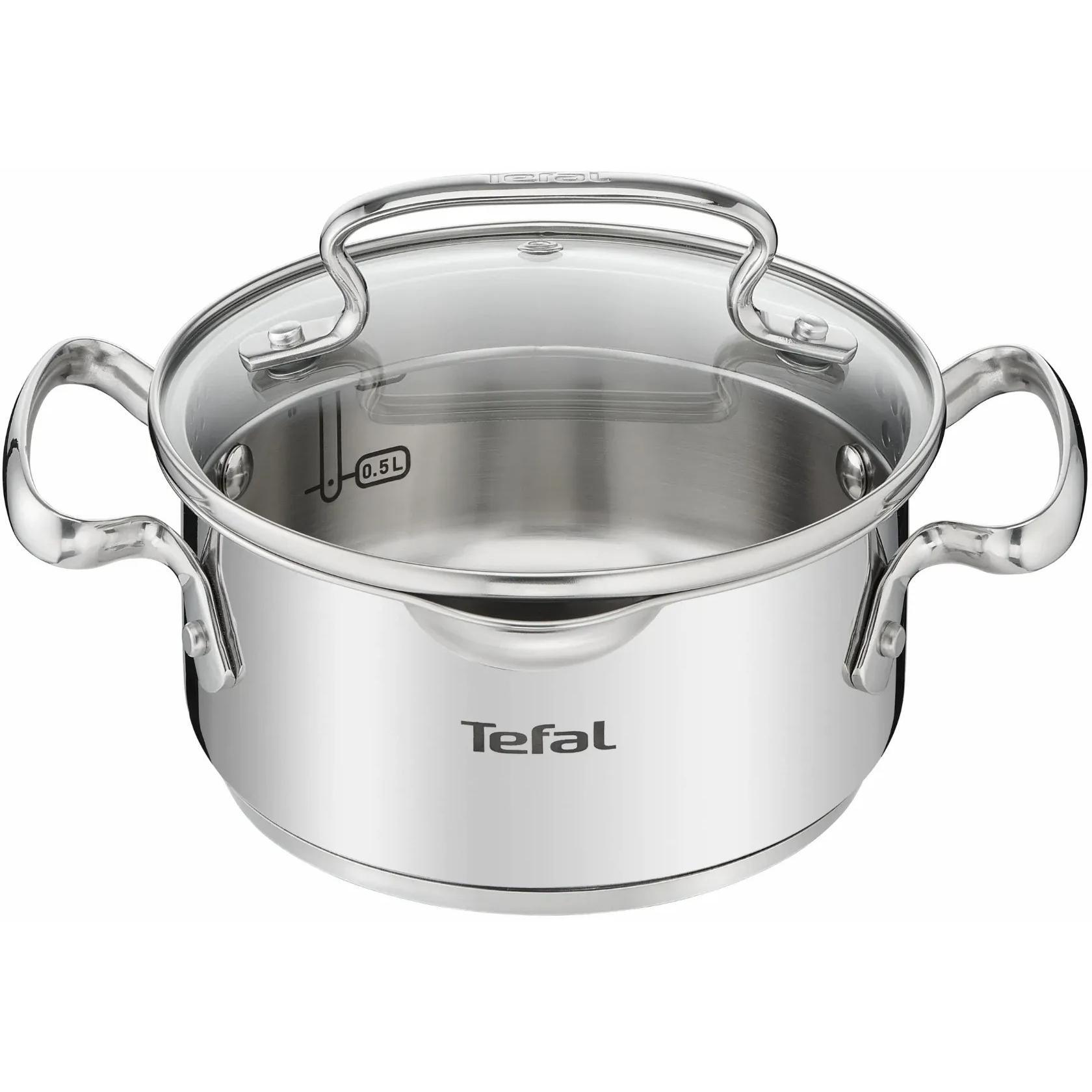 Кастрюля Tefal DUETTO+, 1.5л, с крышкой, нержавеющая сталь, стекло (G7194236) фото 1