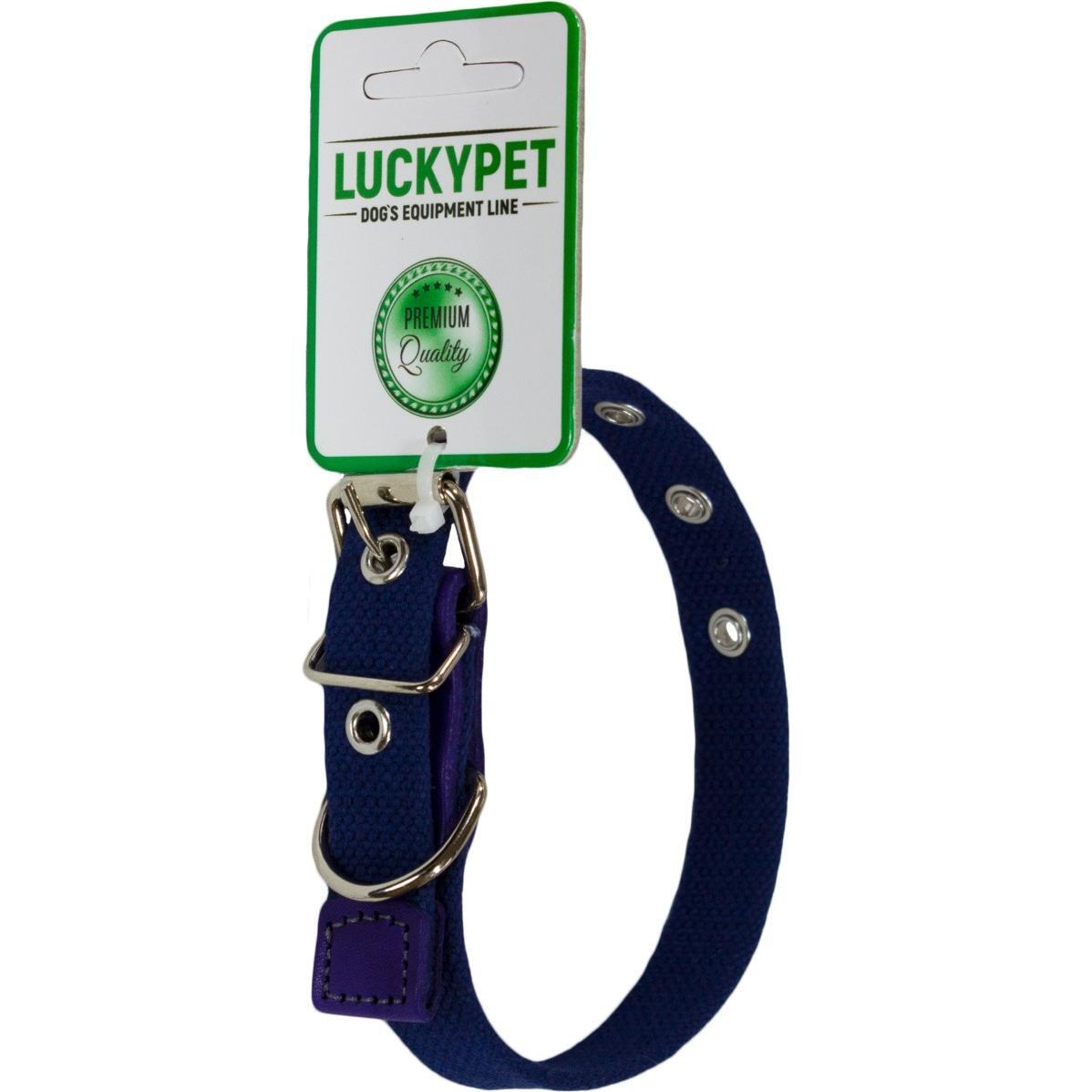Ошейник для собак Lucky Pet 2*17-36см брезентовый одинарный с кожей синий фото 1
