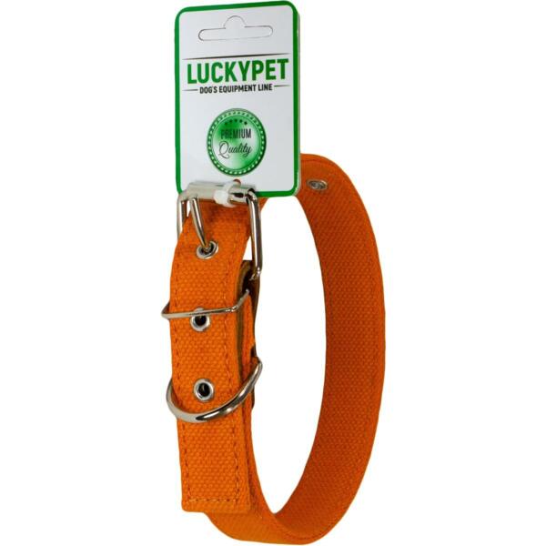 

Ошейник для собак Lucky Pet 2,5*31-40см брезентовый двойной с кожей оранжевый