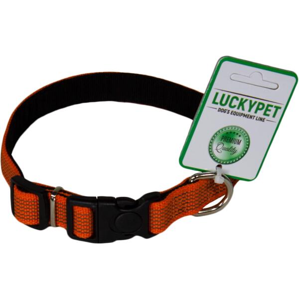 

Ошейник для собак Lucky Pet 2*25-35см с прорезиненной лентой подшитый оранжевый