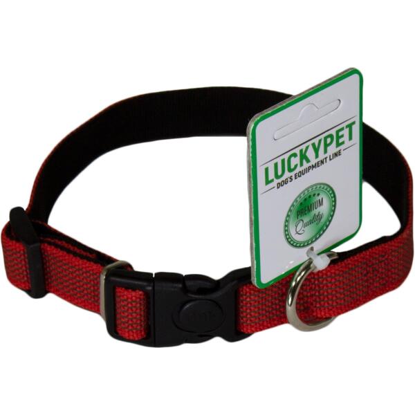 

Ошейник для собак Lucky Pet 2*35-45см с прорезиненной лентой подшитый красный
